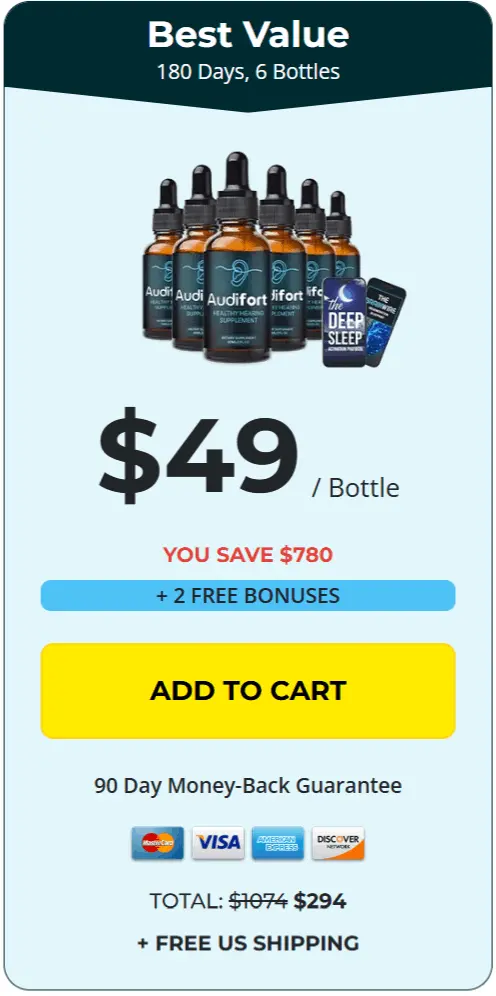 Audifort 6 bottles 180-day supply best value — click to order from Audifort official website